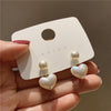 Cute Simple Pearl Heart Earrings