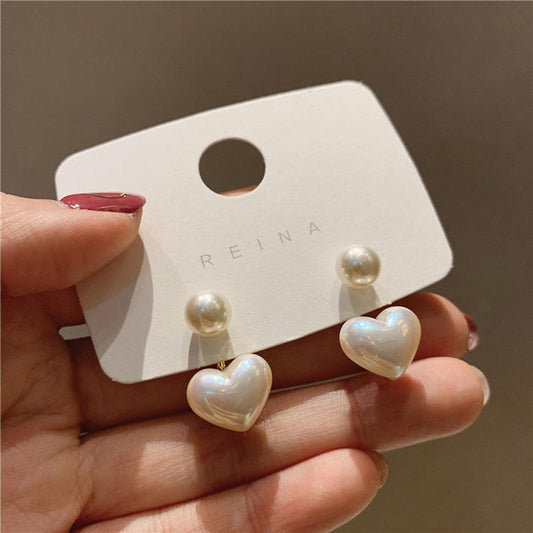 Cute Simple Pearl Heart Earrings