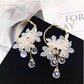 Korean Flower Drop Hoop Earrings