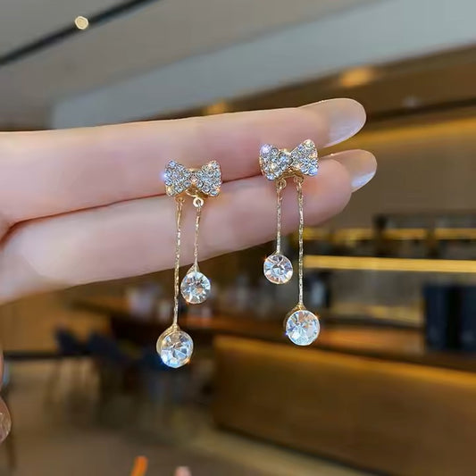 Bow Drop Diamon Earrings