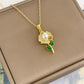 Anti Tarnish Zircon Sunflower Pendant Necklace
