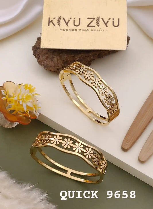 Anti Tarnish Elegant Flower Kada Bracelet