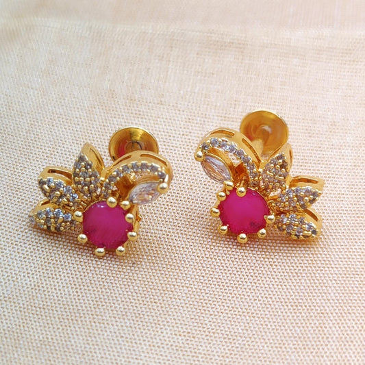 Trendy Stone Stud Earrings With Firkee Screw