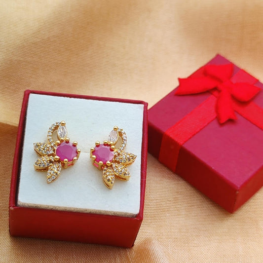 Trendy Stone Stud Earrings With Firkee Screw
