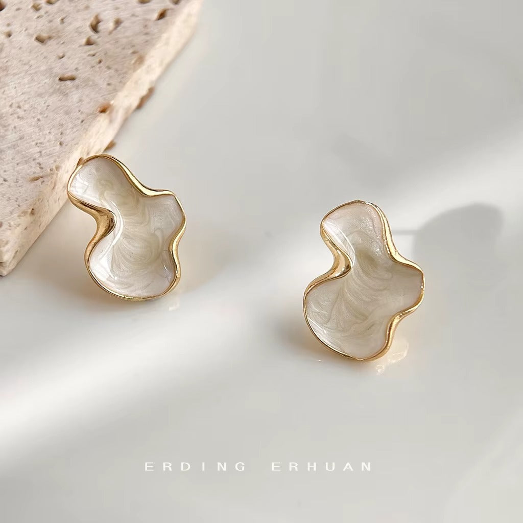 Irregular Shape Dripping Enamel Stud Earrings