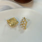 Korean Fashion Pave Geometric Pearl Stud Earring