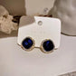Korean Luxury Elegant Blue Square Earrings