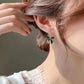 Korean New Black Bow Micro Diamond Earrings