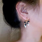 Korean New Black Bow Micro Diamond Earrings