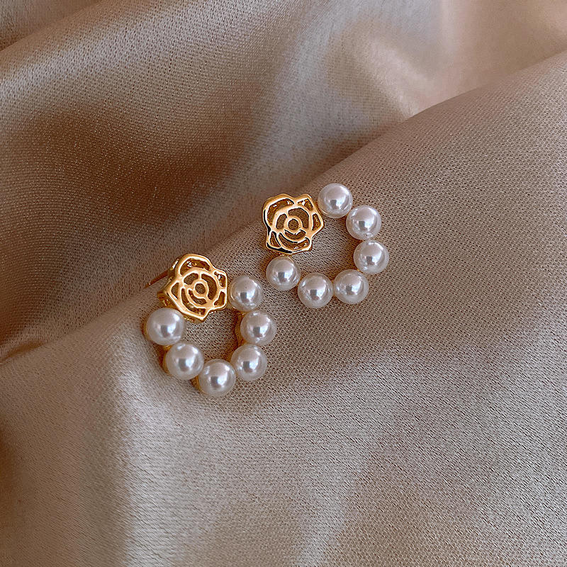 Korean Simple Trendy Hollow Out Rose Flower Stud Earring