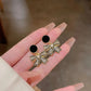 Korean Style Black Bow Earrings