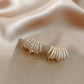 Korean Stylish Multilayer Row Cubic C Shape Earrings
