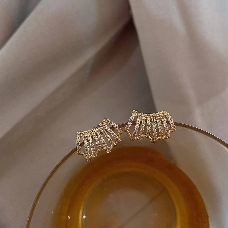 Korean Stylish Multilayer Row Cubic C Shape Earrings