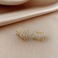 Korean Stylish Multilayer Row Cubic C Shape Earrings