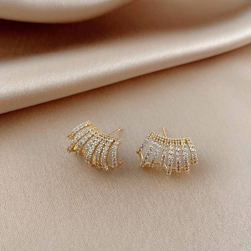 Korean Stylish Multilayer Row Cubic C Shape Earrings