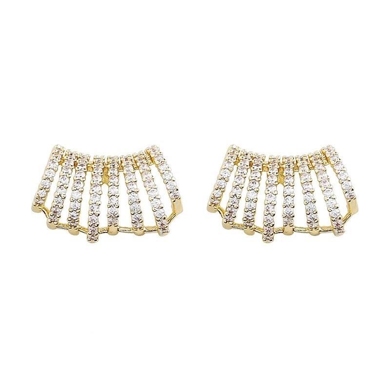 Korean Stylish Multilayer Row Cubic C Shape Earrings