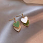 Korean Sweet Green Contrast Color Heart Shaped Earrings