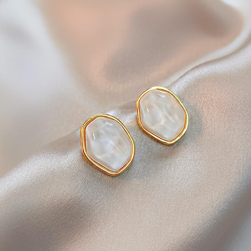 Korean Trendy Irregular Geometric Water Ripple Studs Earrings