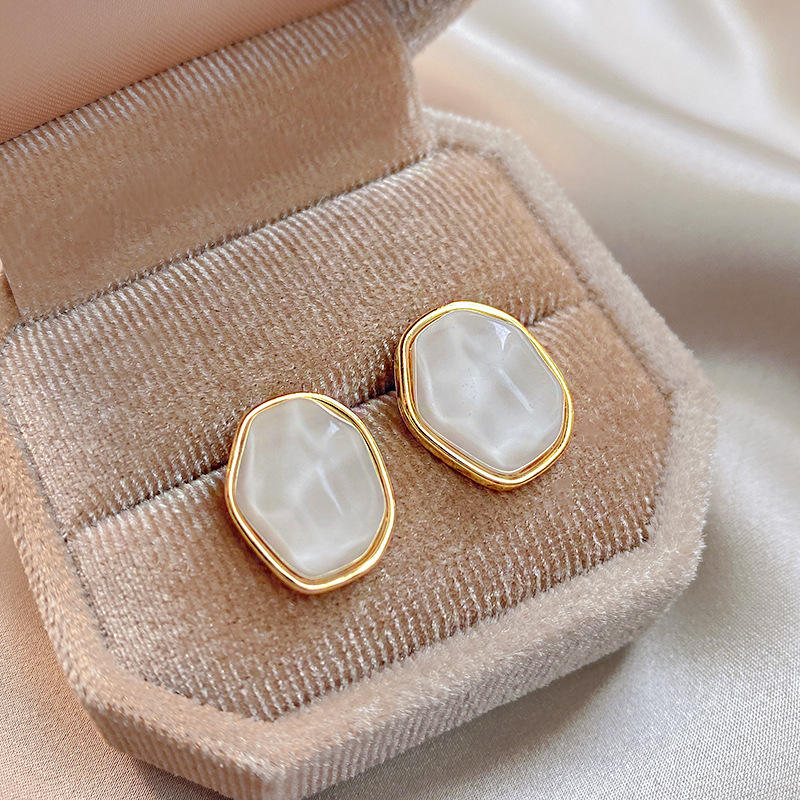 Korean Trendy Irregular Geometric Water Ripple Studs Earrings