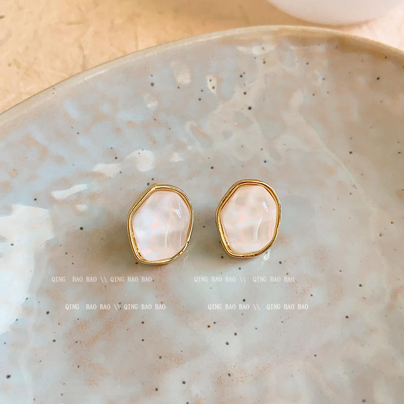 Korean Trendy Irregular Geometric Water Ripple Studs Earrings
