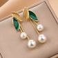 Pearl Leaf Drop Earrings