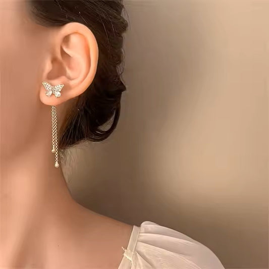 Butterfly Drop Chain Earrings