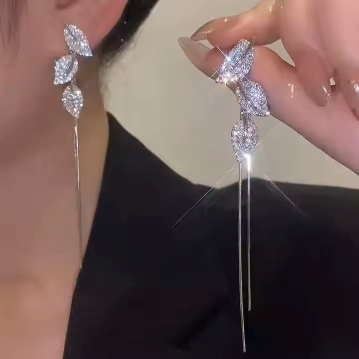 Leaves Long Tassel Earrings