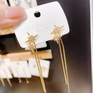 Diamond Star Chain Earrings