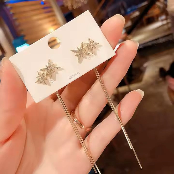 Diamond Star Chain Earrings