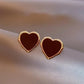 Maroon Heart Studs