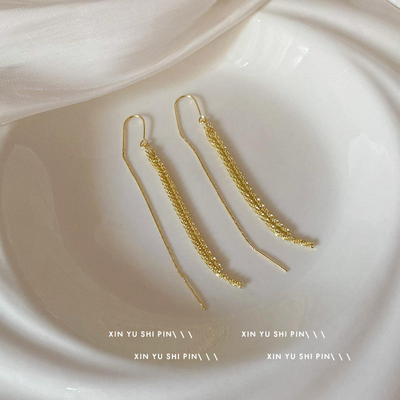 Metal Long Tassel Ear Wire Earing
