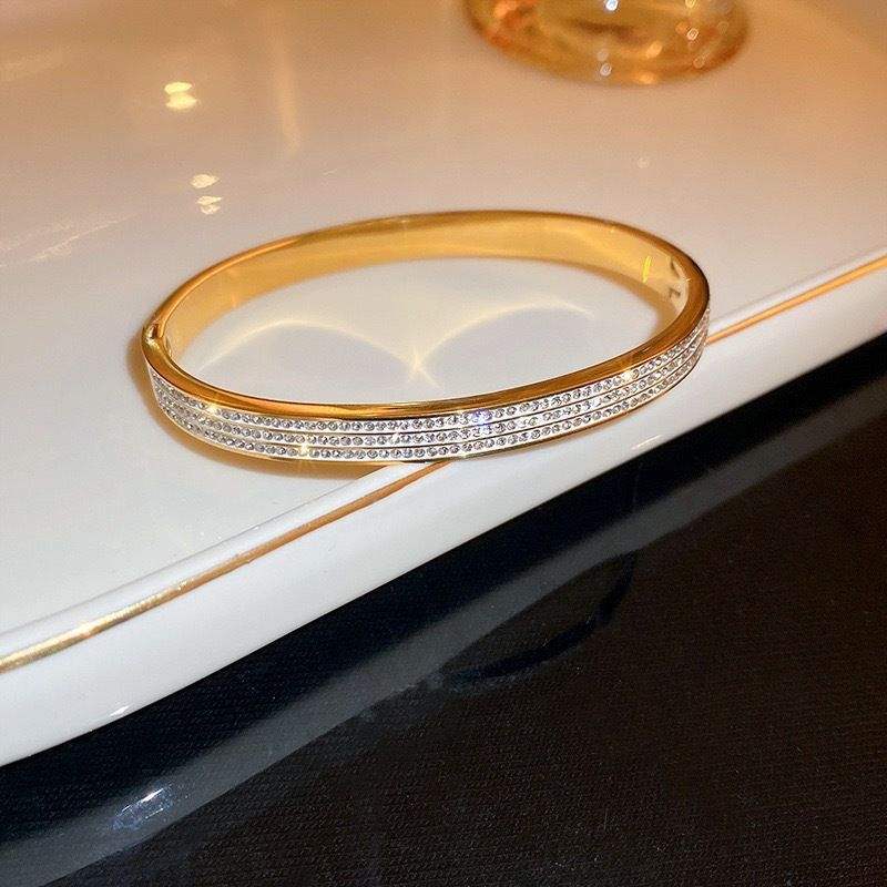 Anti Tarnish Micro Layered Zirconia Studed Bangle Bracelet