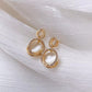 Moon Stone Round Drop Earrings