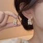 Retro Elegant Double Row Imitation Pearl Oval Hoop Earrings
