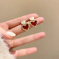 Red & White Enameled Heart Studs