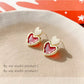 Red & White Enameled Heart Studs