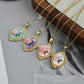 Anti Tarnish Retro Oval Flower-Painted Style Pendant Necklace