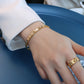 Anti Tarnish Roman Numbers Cut & Stone Bangle Bracelet