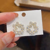 Shiny Pearl Bow Flower Garland Stud Earrings