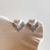 Silver Pearl Heart Stud Earrings