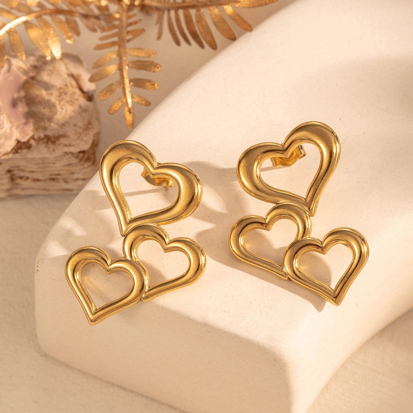 Stainless Steel Heart-Shaped Stud Earrings