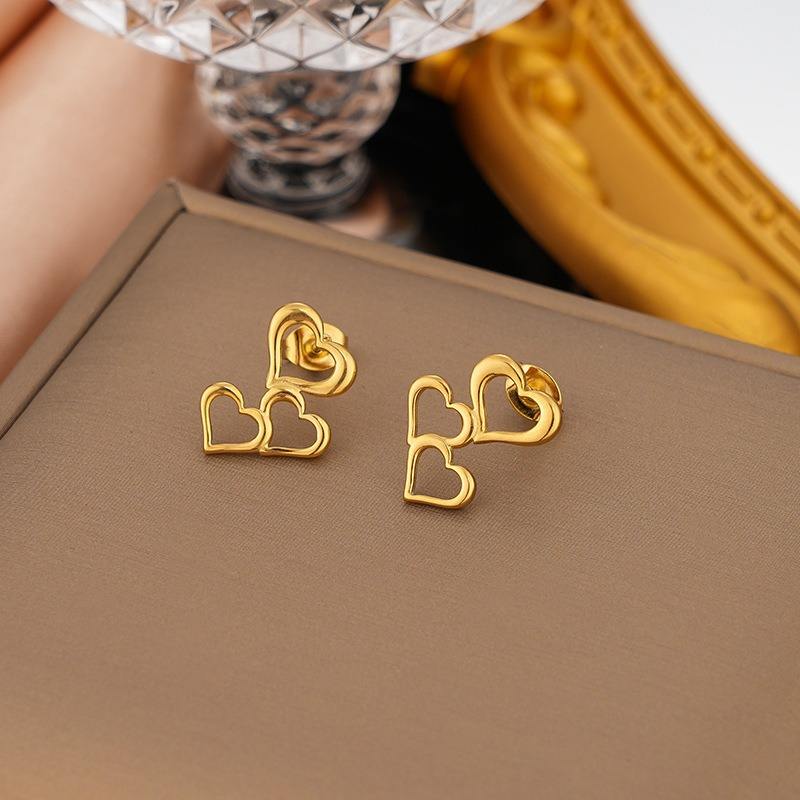 Stainless Steel Heart-Shaped Stud Earrings