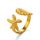 Anti-Tarnish Shell And Star Fish Ring