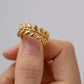 Gold Plated Anti Tarnish Stainless Steel Elegant Leaf Ring
