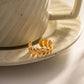 Gold Plated Anti Tarnish Stainless Steel Elegant Leaf Ring
