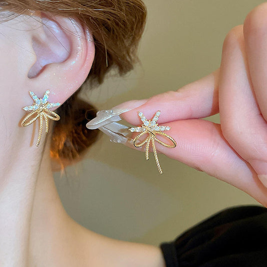 Trendy Gold Plated Bow Knot Shaped Cubic Zirconia Diamond