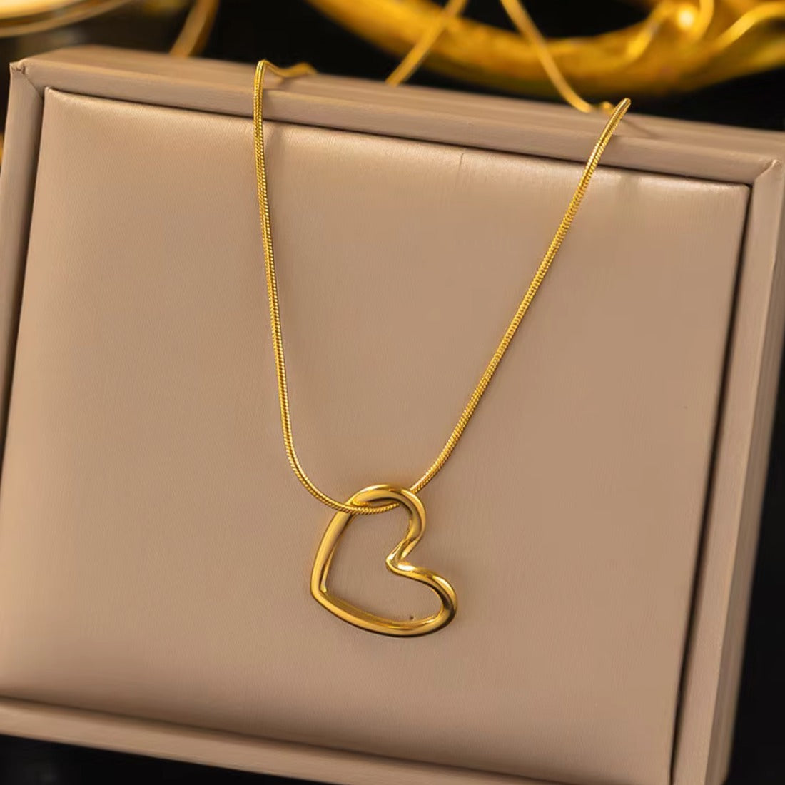 Anti Tarnish Trendy Heart Hollow Necklace