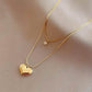 Anti Tarnish Classic Heart Double Layer Chain Necklace
