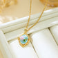 Anti Tarnish Retro Oval Flower-Painted Style Pendant Necklace