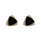 Vintage Rhinestone Gold Tone Black Enamel Triangle Stud Earrings